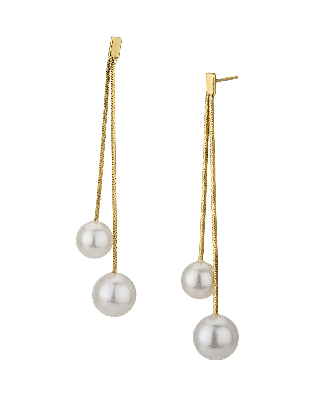 Carlton London Gold Plated Drop Earring With Dangling Pearl For Women