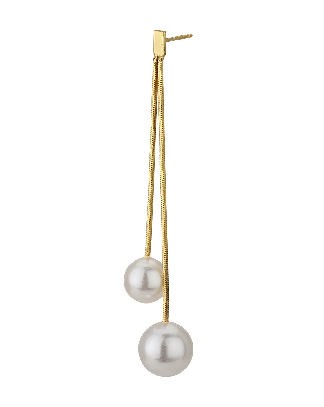 Carlton London Gold Plated Drop Earring With Dangling Pearl For Women