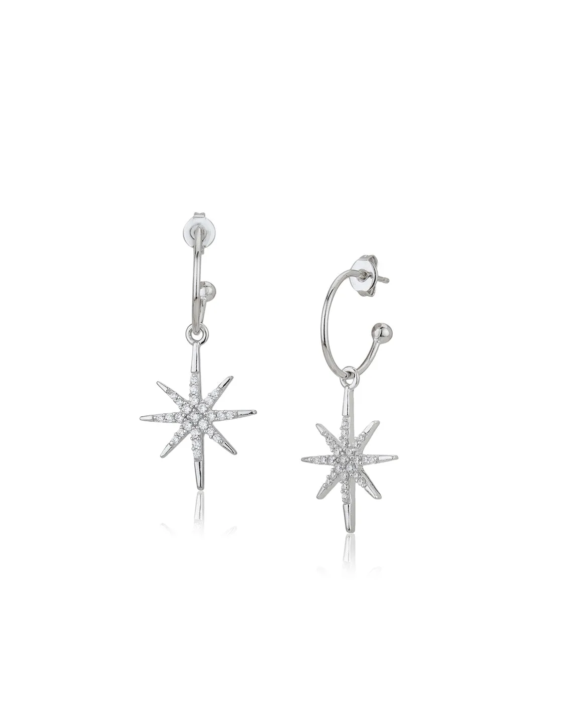 Carlton London  Rhodium Plated Starburst Drop Earrings