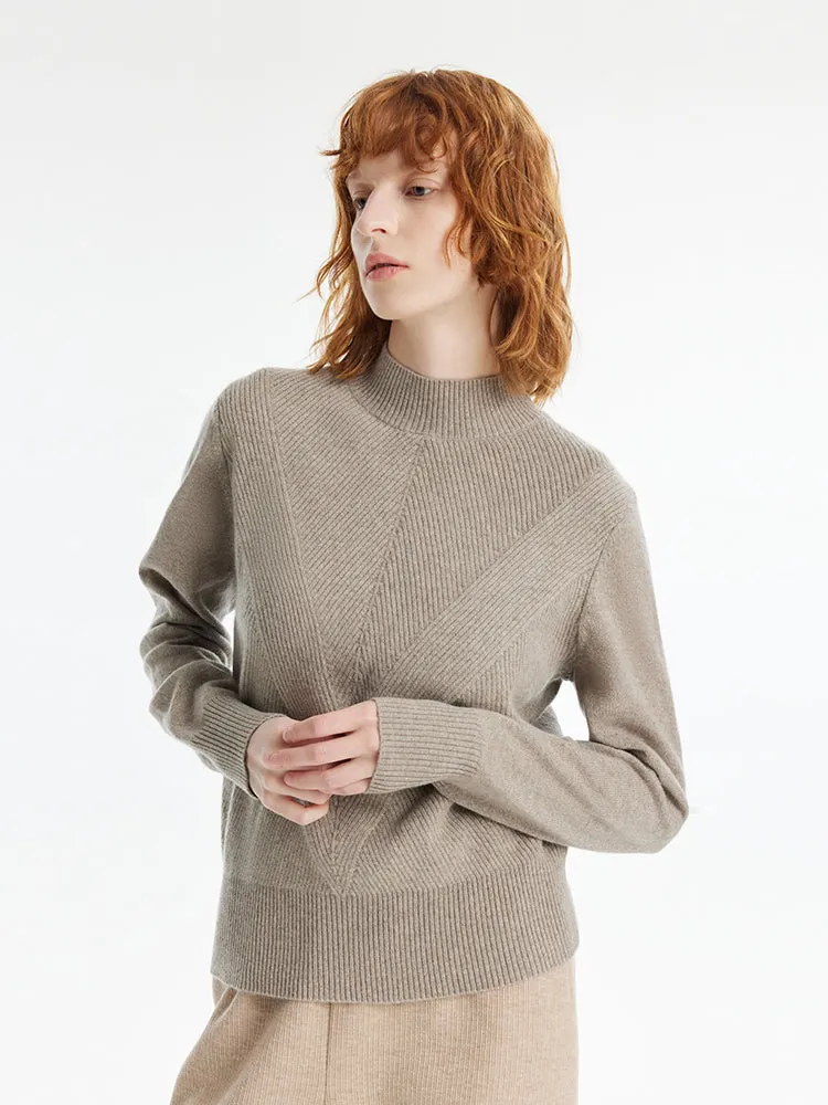 Cashmere Mock Neck Women Pullover Sweater