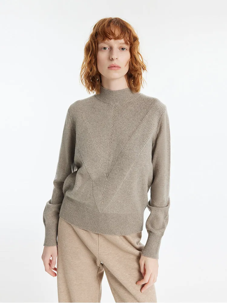 Cashmere Mock Neck Women Pullover Sweater