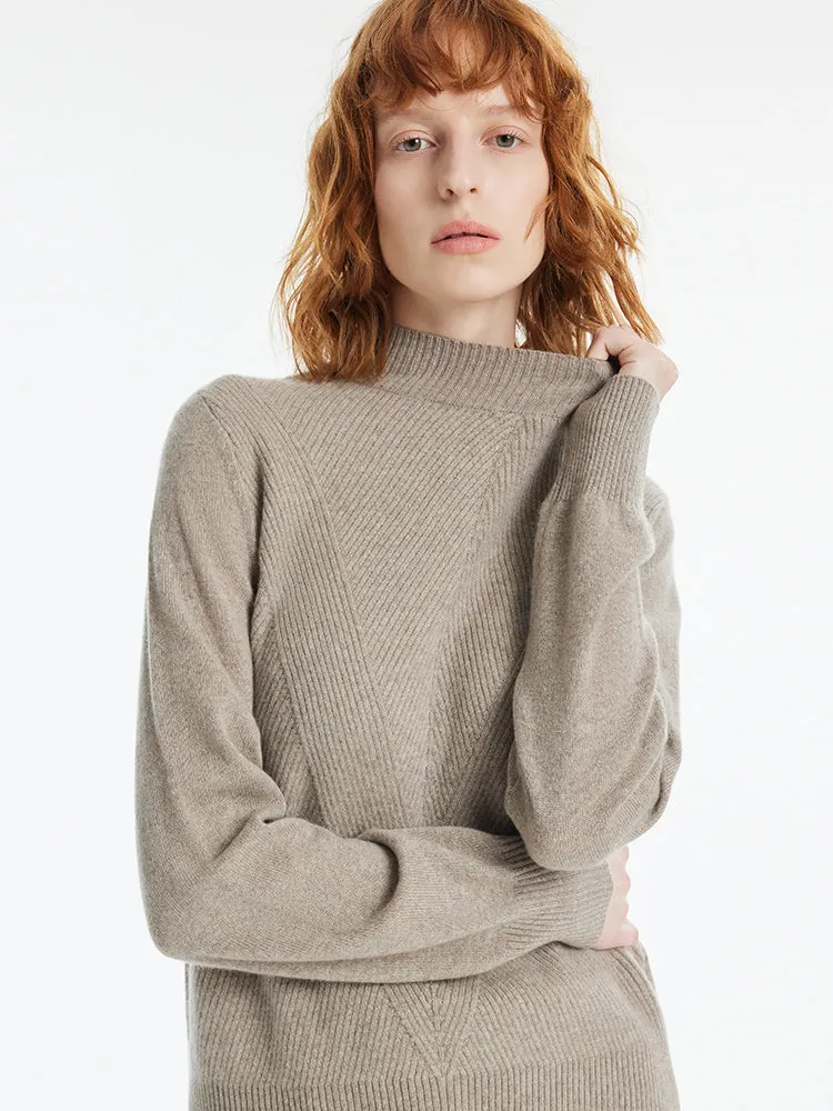 Cashmere Mock Neck Women Pullover Sweater