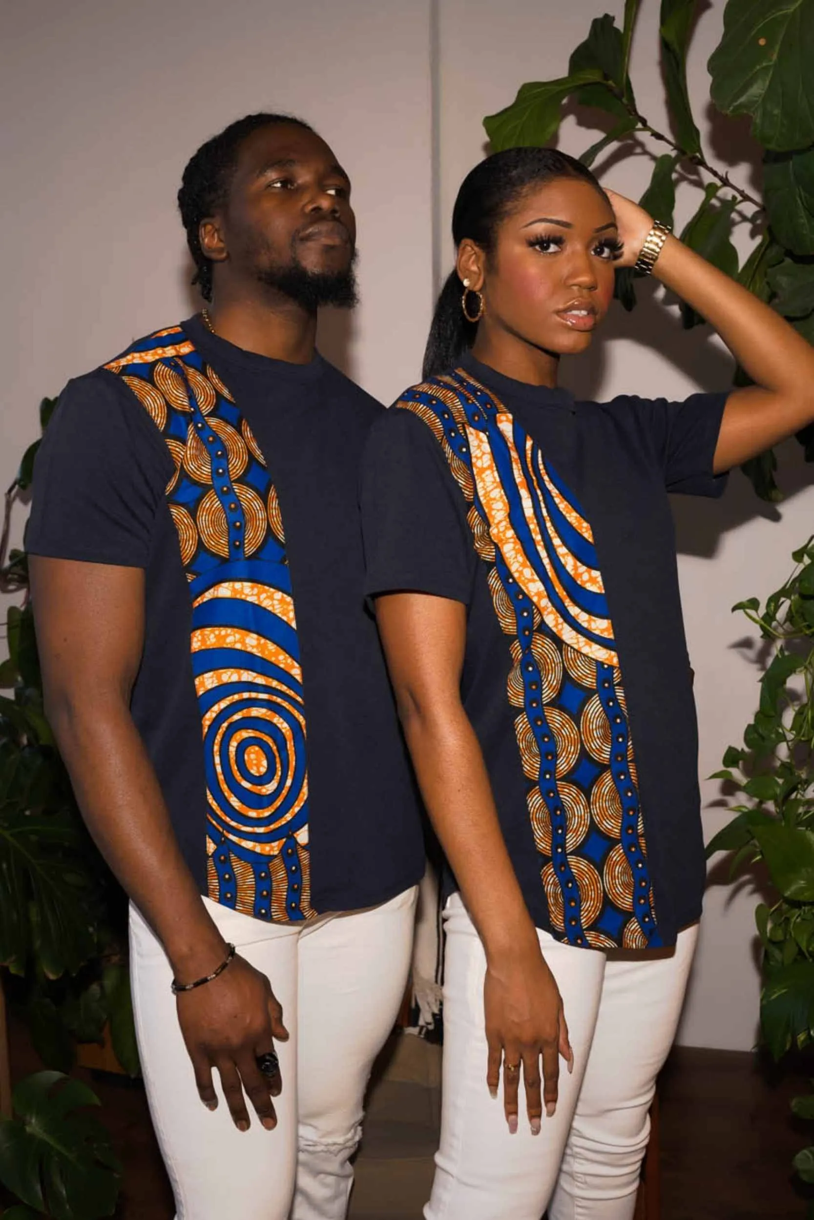 CECEY African Print Short Sleeve Unisex Adults' Shirt (DARK BLUE)