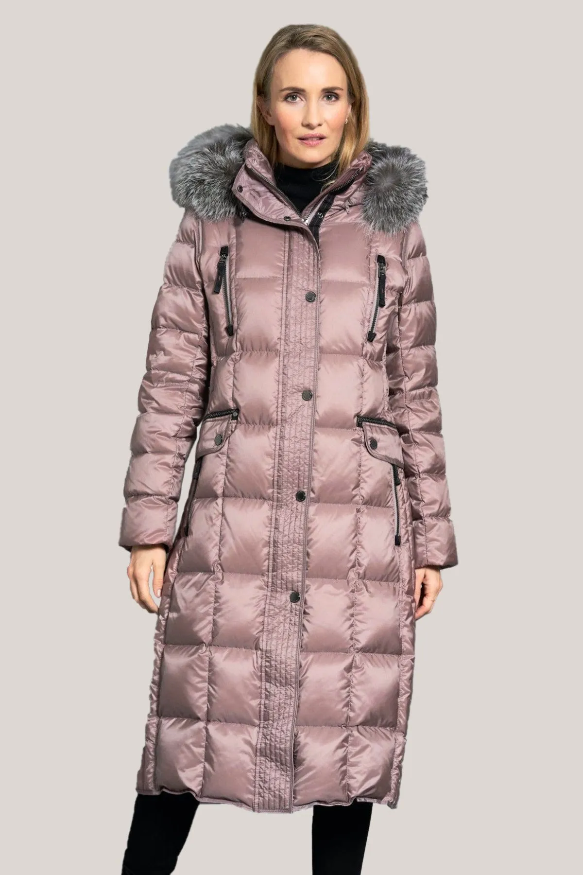 CELINE Down Coat with Detachable Silver Fox Fur Hood 1860