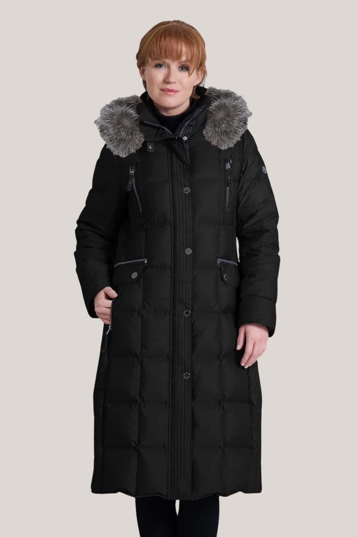 CELINE Down Coat with Detachable Silver Fox Fur Hood 1860