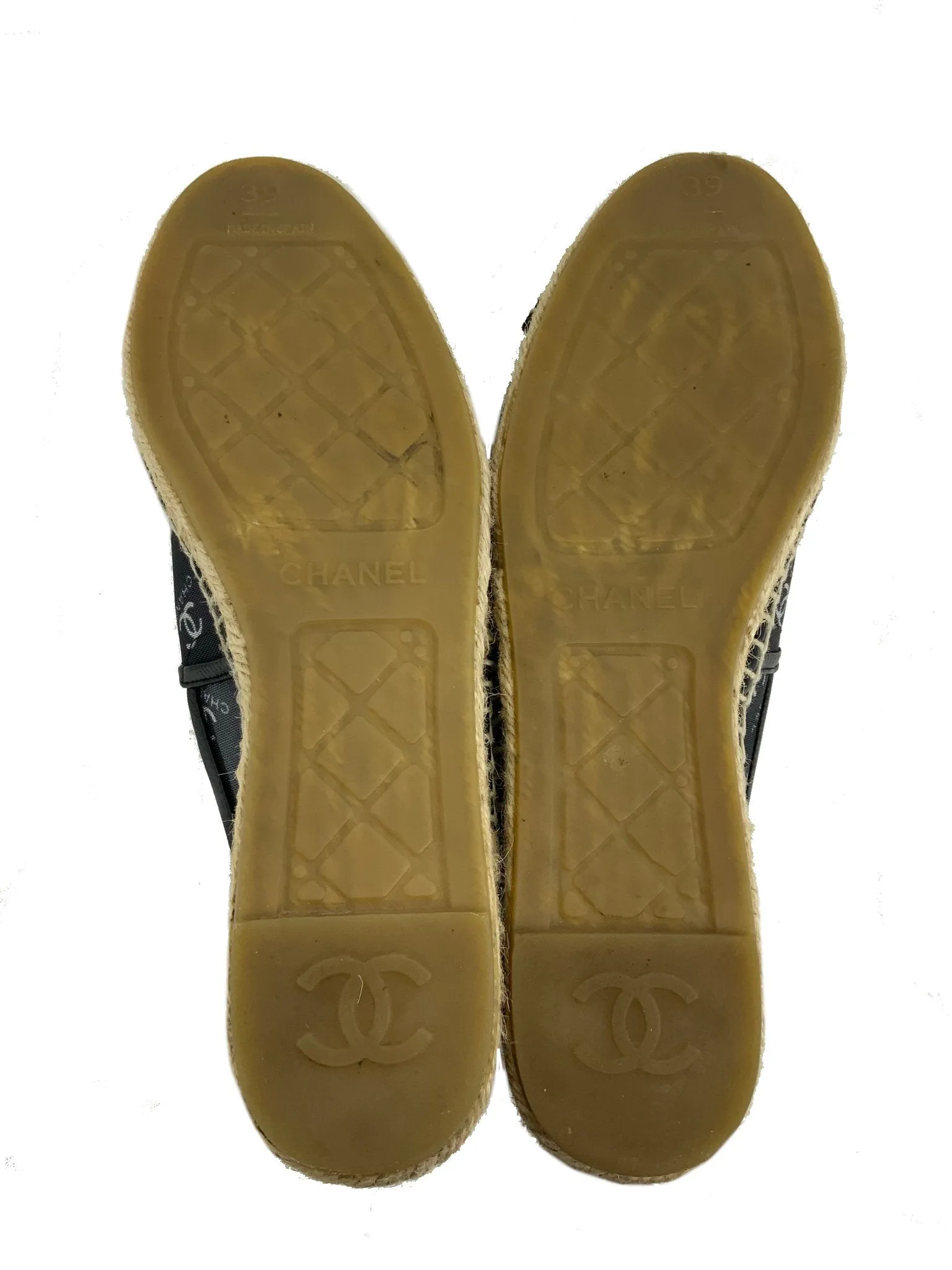 Chanel Mesh Grosgrain CC Espadrille Flats Size 9