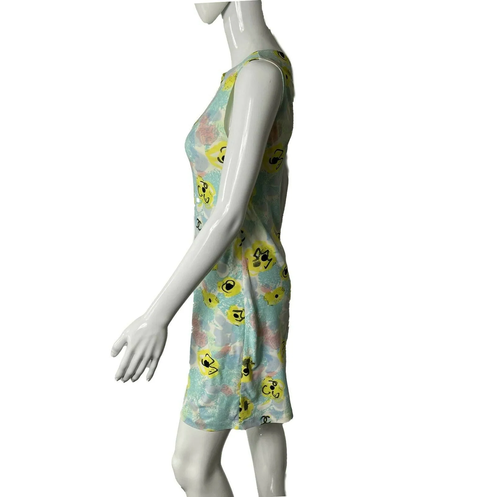 CHANEL - Vintage 1990's Graphic Camellia Print Mini Sleeveless Dress - OS