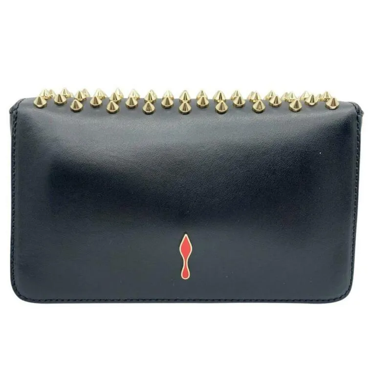 Christian Louboutin Clutch Zoompouch Spiked Black Leather Cross Body Bag