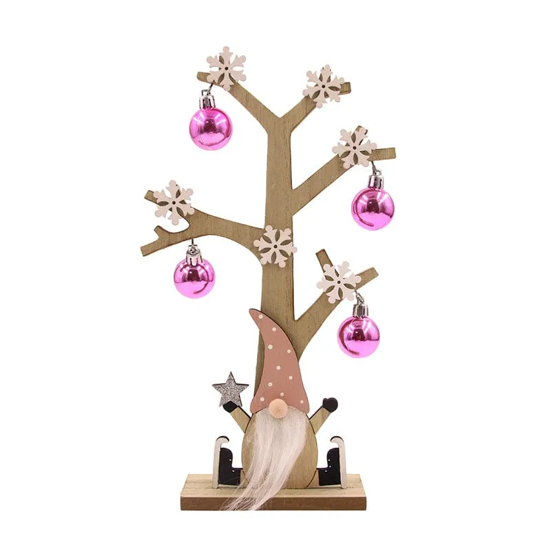 Christmas Tree with Pink Gnome (16x30cm)