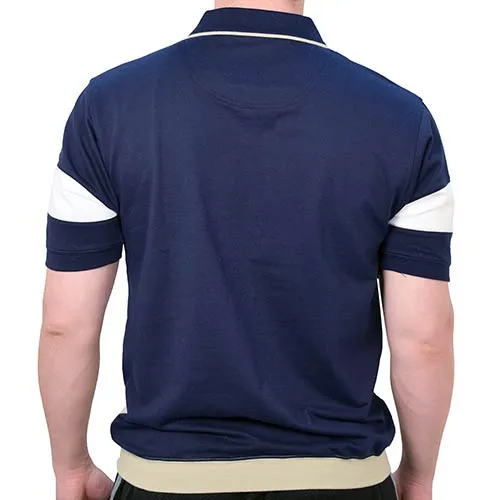 Classics By Palmland Knit Short Sleeve Banded Bottom Shirt 6190-163 Navy