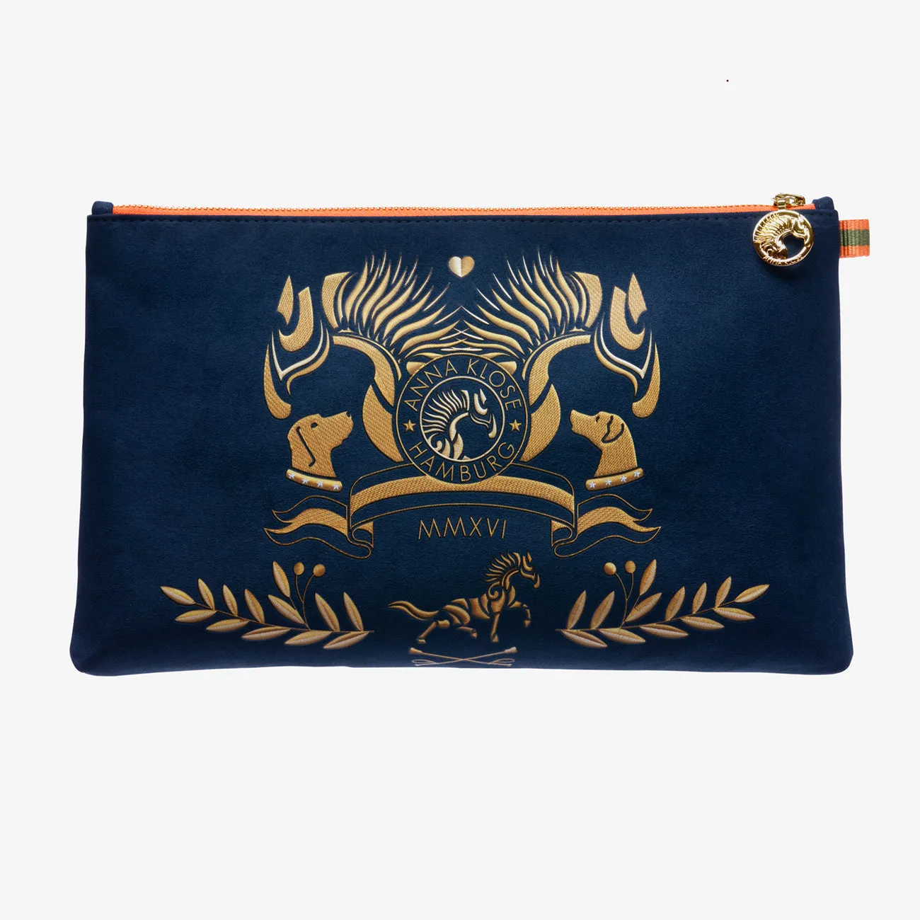 Clutch "Oxford Blue" with golden print