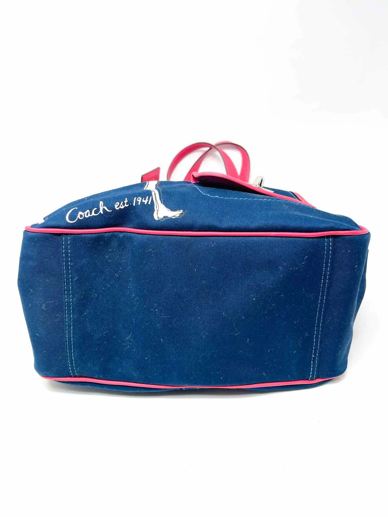 Coach Navy/Pink Screenprint Fabric NEW Designer Tote