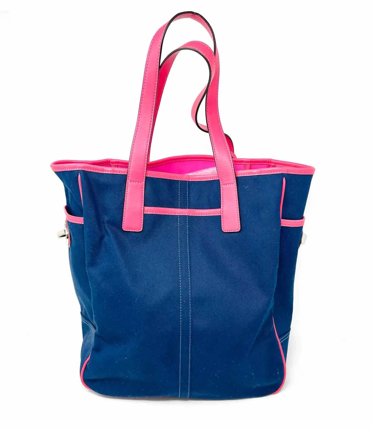 Coach Navy/Pink Screenprint Fabric NEW Designer Tote