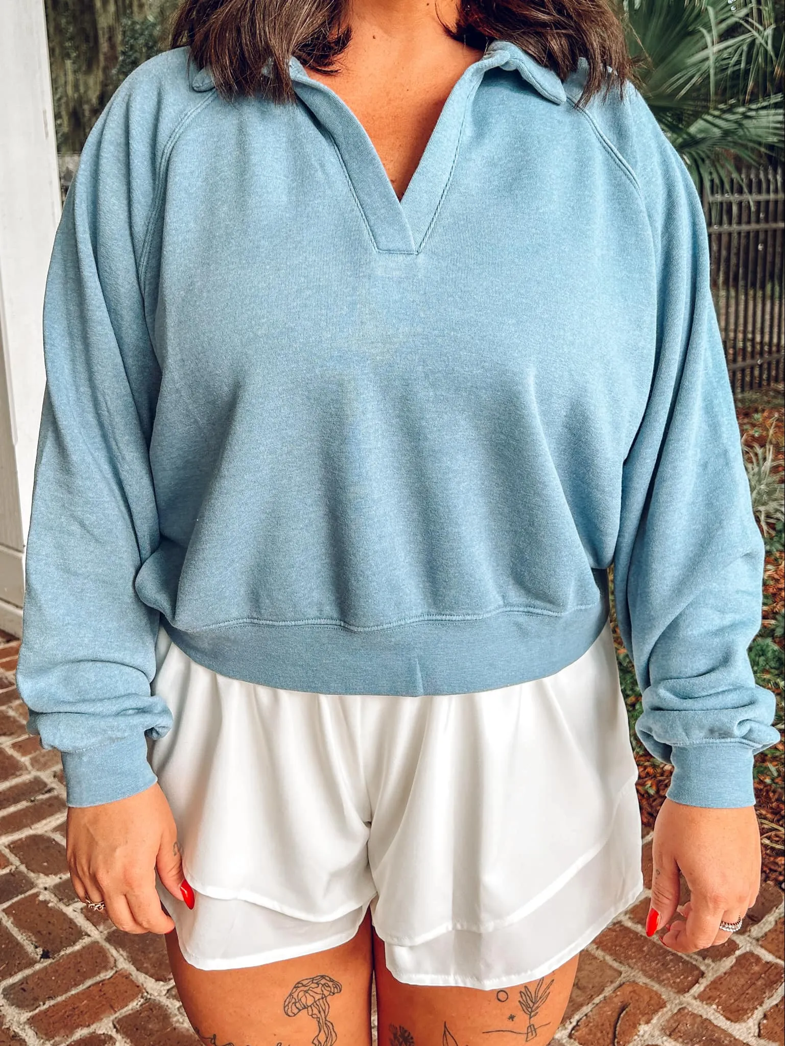 Collared Cozy Pullover | Blue