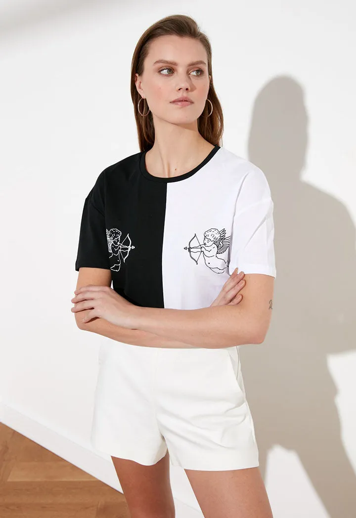 Contrast Print T-Shirt