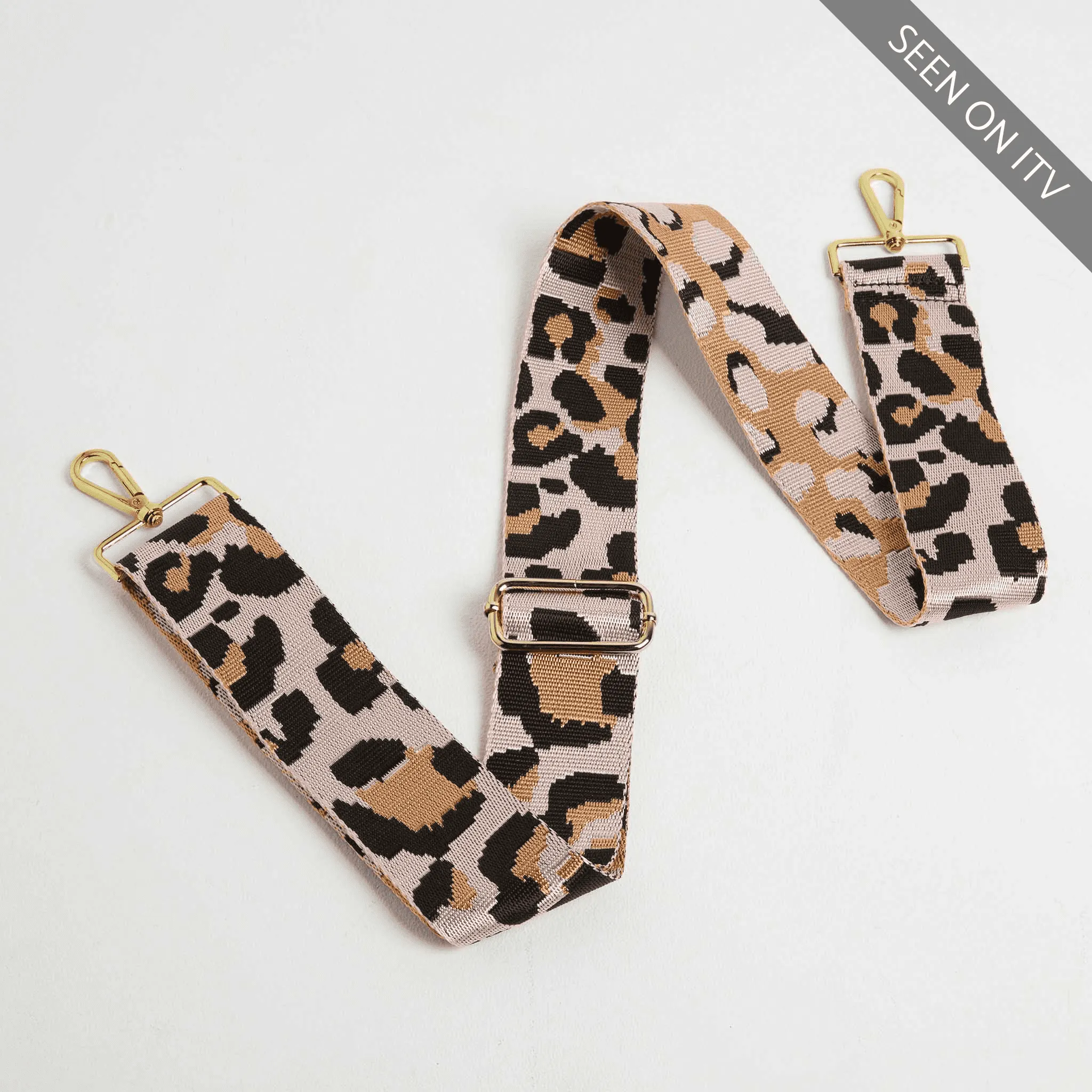 Crossbody Strap - Light Pink Leopard Print (Gold Hardware)