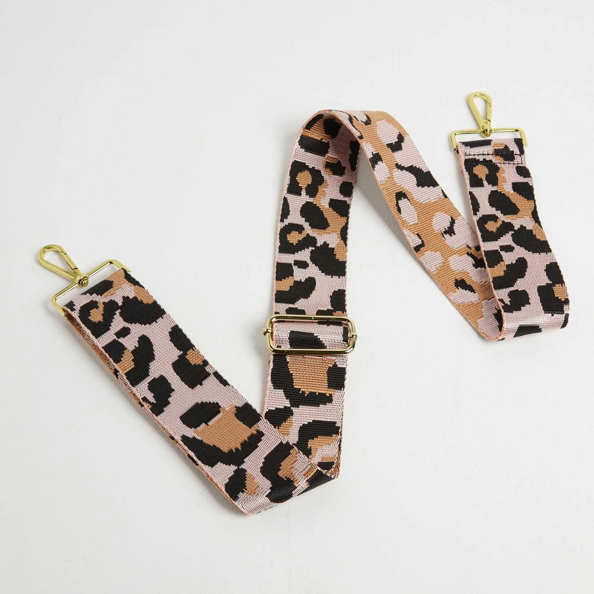 Crossbody Strap - Light Pink Leopard Print (Gold Hardware)