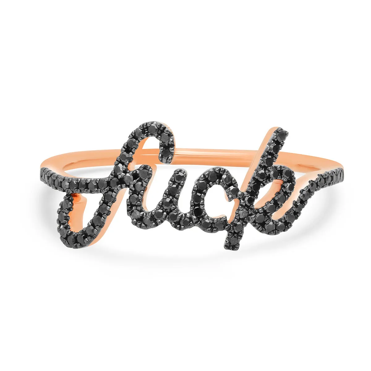 Cursive Black Diamond Fuck Ring