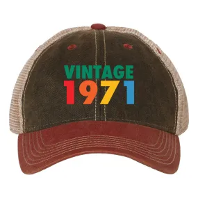 Customize Birth Year Birthday Retro Vintage 6 Panel Unstructured Low Profile Mesh Back Old Favorite Trucker Caps - For Men and Women