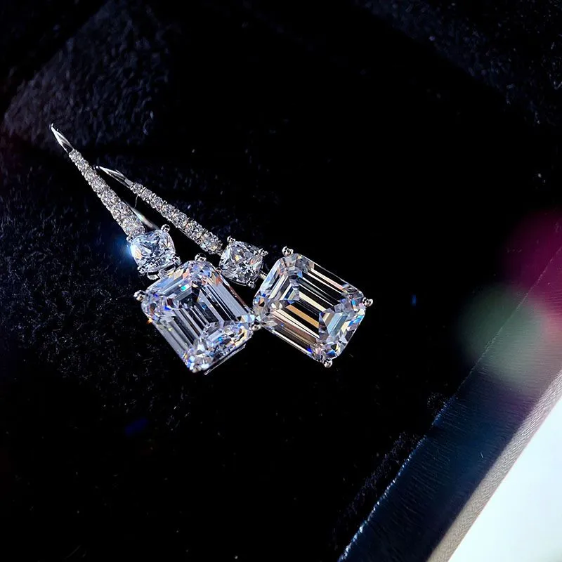 Dazzling Diamond Dangle Crystal Square Cut Drop Earrings