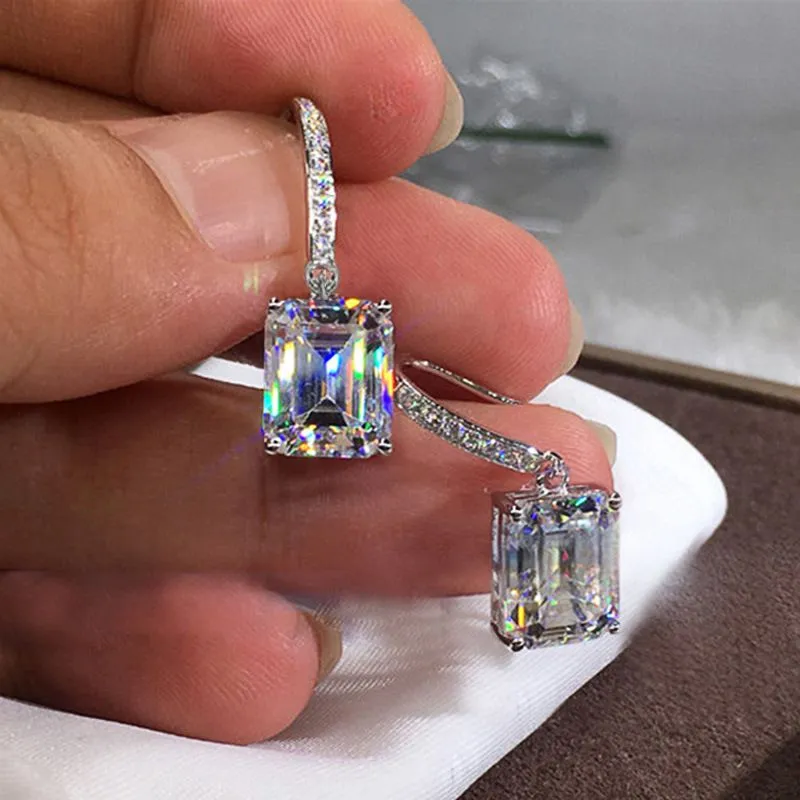 Dazzling Diamond Dangle Crystal Square Cut Drop Earrings