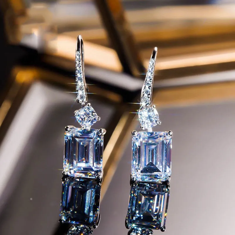 Dazzling Diamond Dangle Crystal Square Cut Drop Earrings