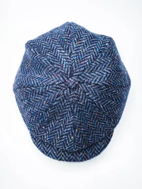 Donegal Herringbone Tweed Newsboy Cap - Blue