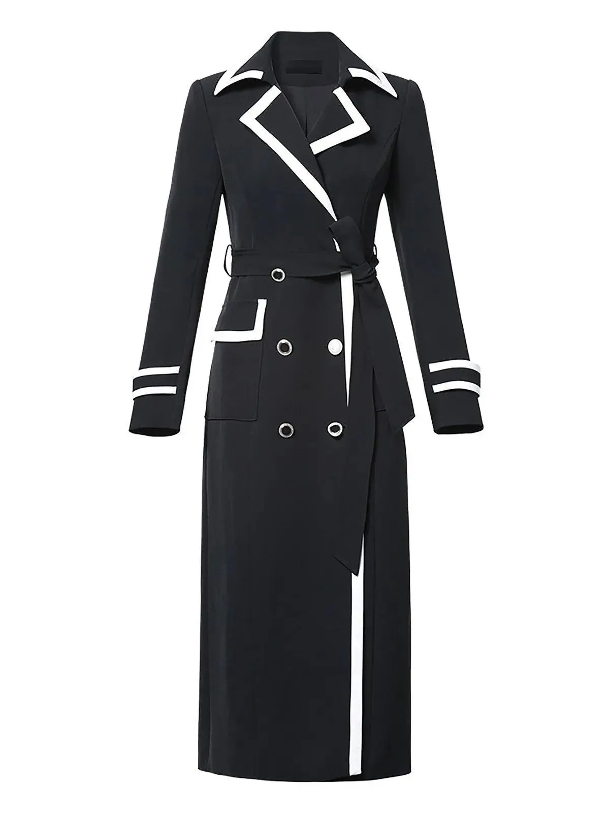 Double Breasted Belted Long Trench Coat