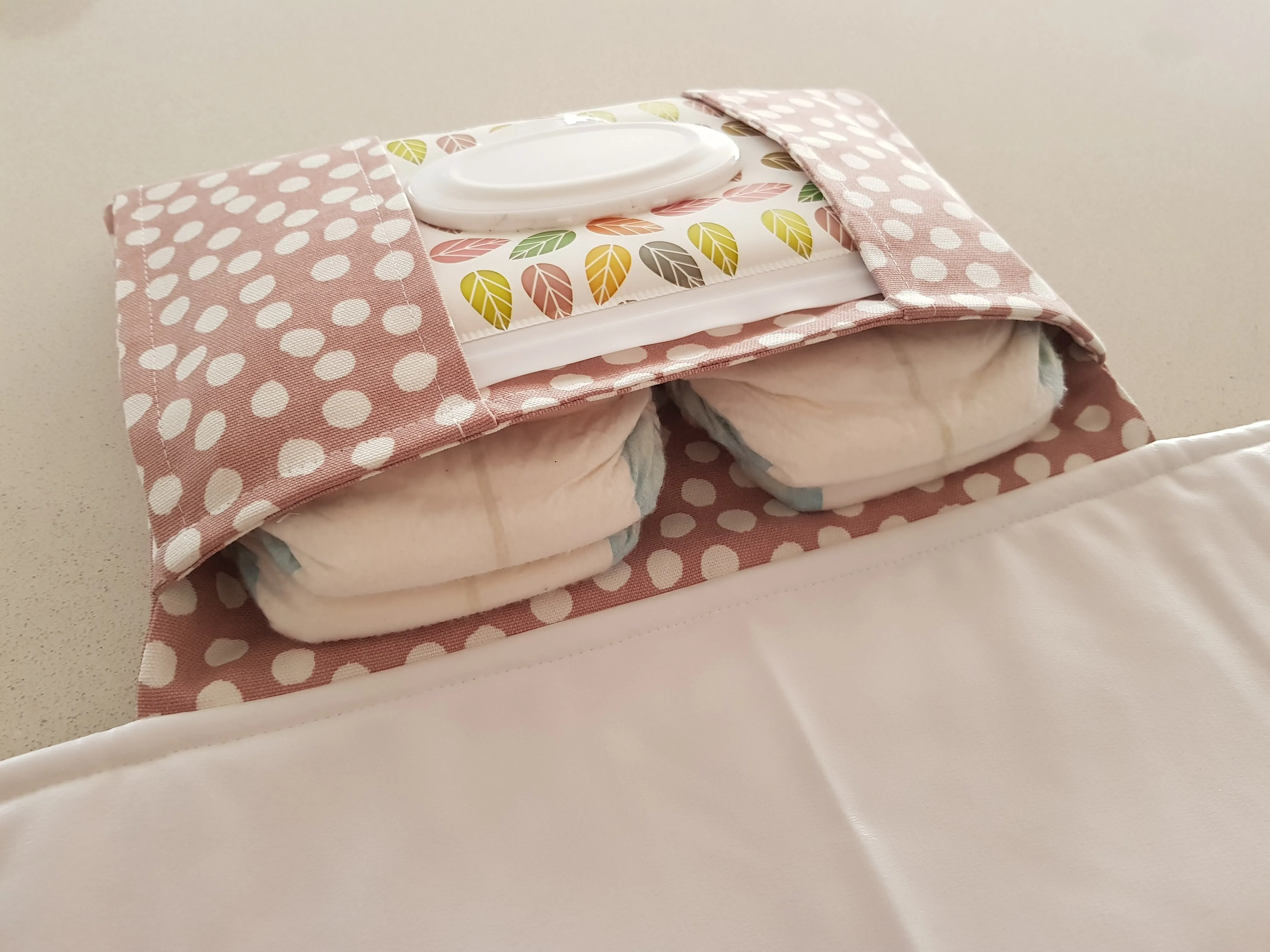 Dusty pink polka Dot Nappy change mat clutch (Pre Order - Dispatches 10 - 12 days)