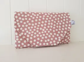 Dusty pink polka Dot Nappy change mat clutch (Pre Order - Dispatches 10 - 12 days)