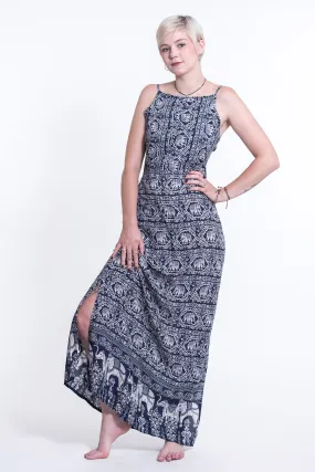 Elephant Deva Tie Back Maxi Dress in Navy