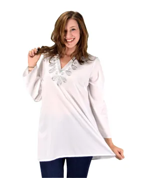 Embellished Neckline Summer Tunic Beach Cover Ups