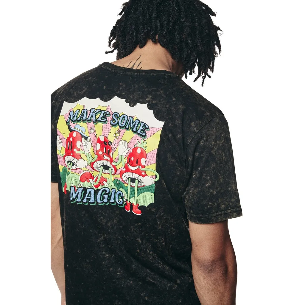 Embroidered Patched & Graphic Printed T Shirt - Black