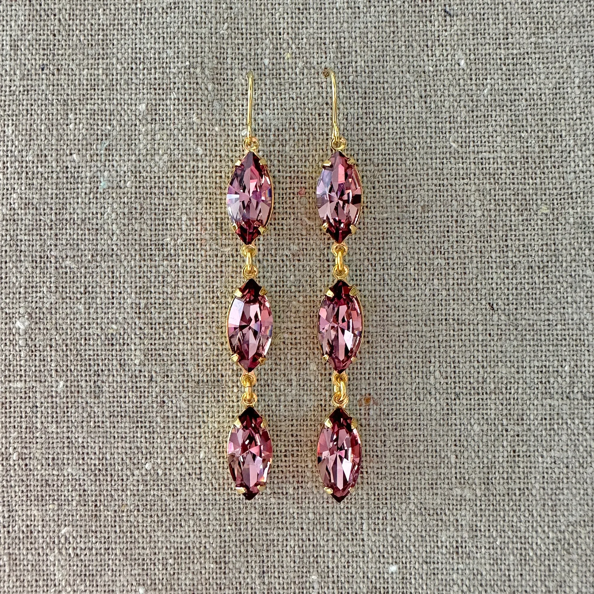 Extra Long Dangling Marquise Earrings