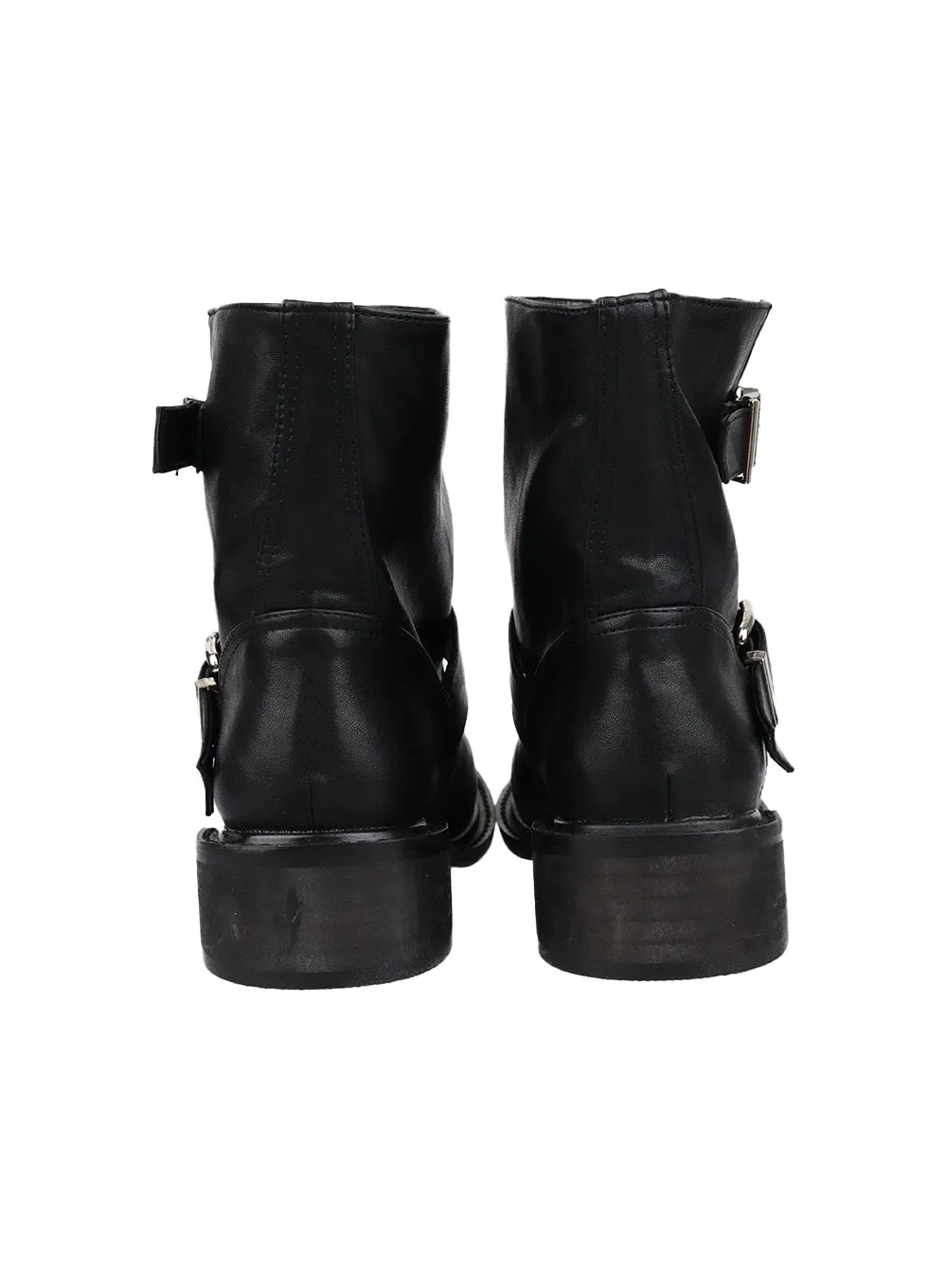 Faux Leather Buckle Boots CM427