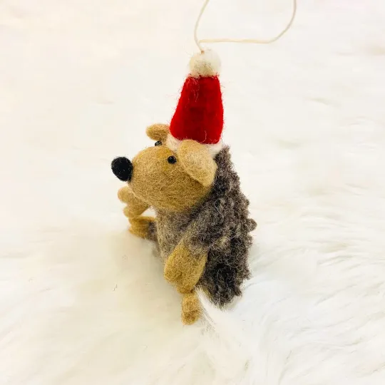 Felted Hedge Hog Christmas Ornament