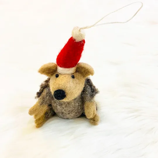 Felted Hedge Hog Christmas Ornament