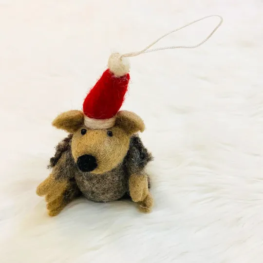 Felted Hedge Hog Christmas Ornament