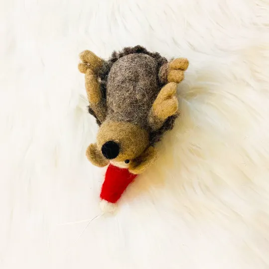 Felted Hedge Hog Christmas Ornament