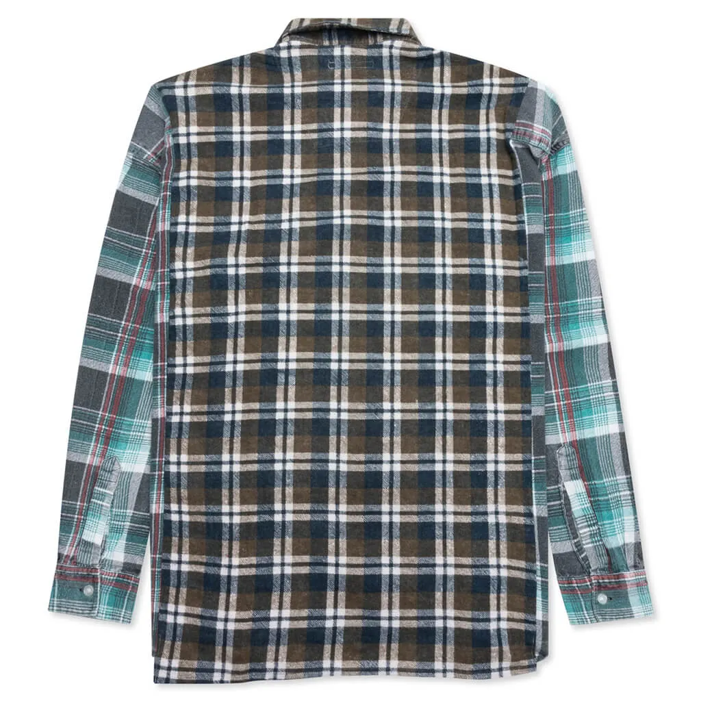 Flannel Shirt Ribbon Wide Shirt - Assorted