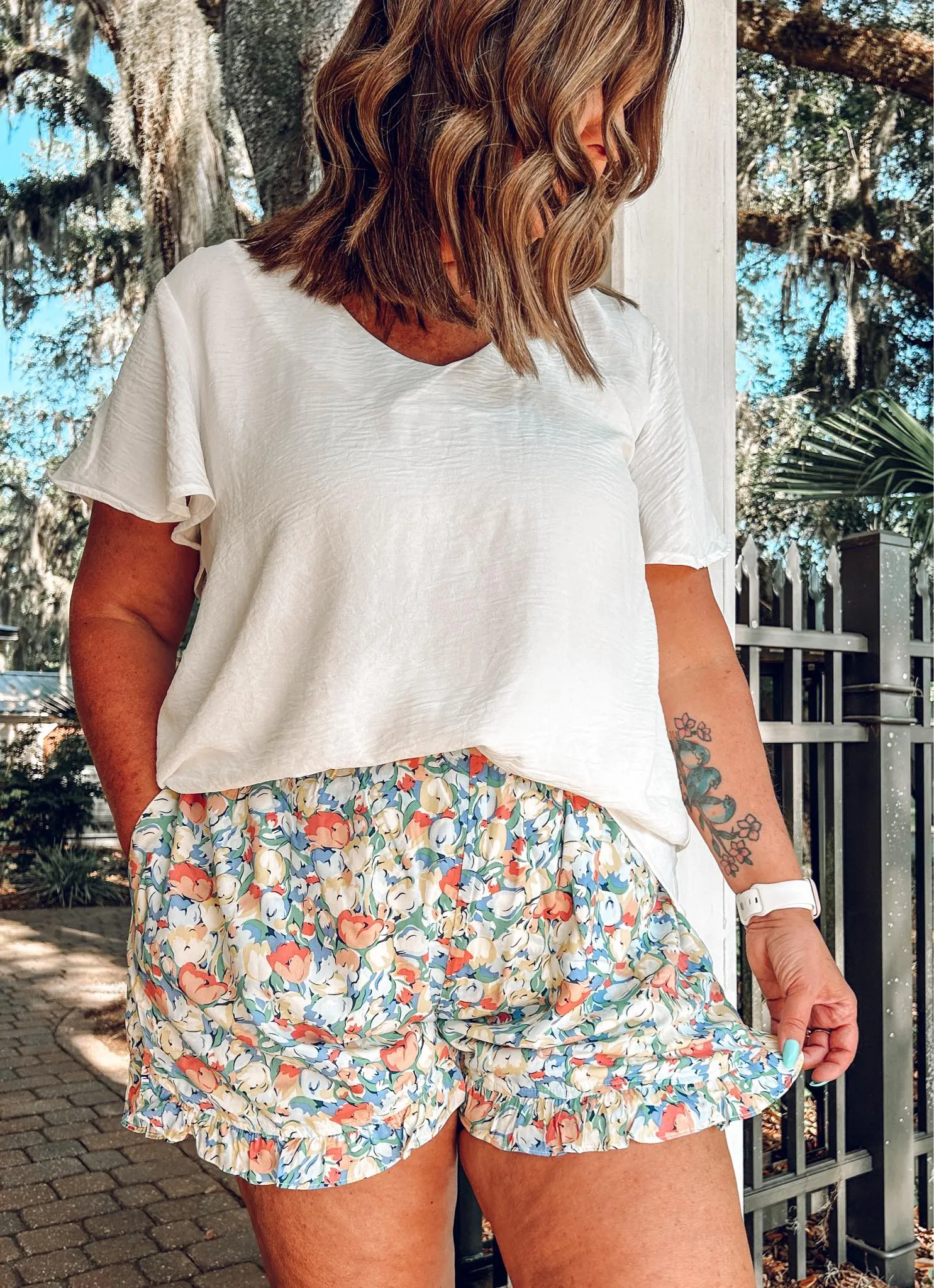 Floral Curvy Shorts | Blue