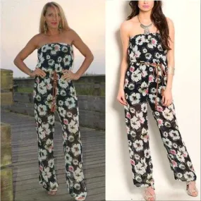 Floral Strapless Jumpsuit