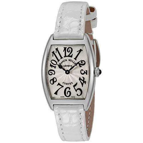 FRANCK MULLER CINTREES CURVEX WHITE LEATHER WOMEN WATCH 1752B-QZ-SLV-WHT-EN