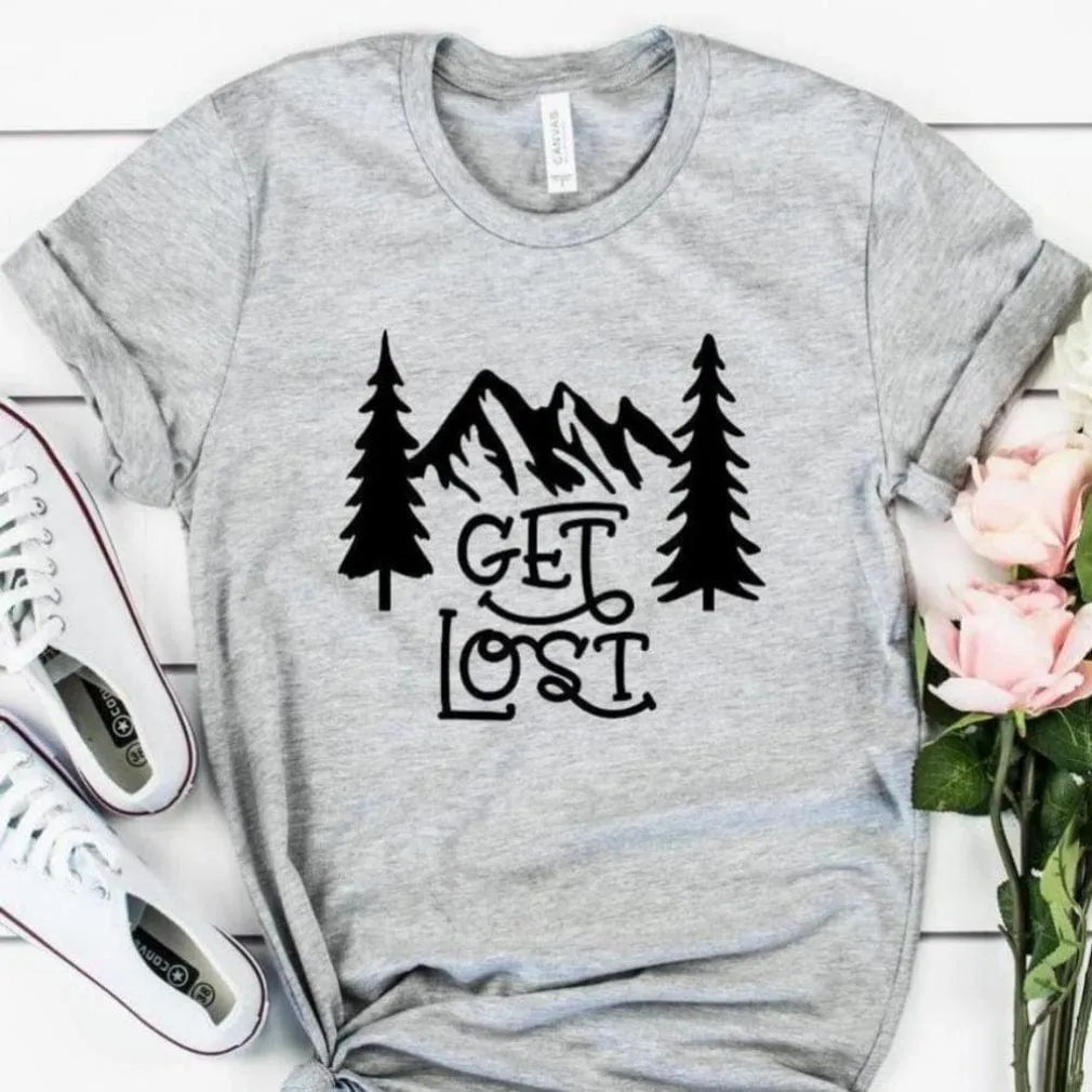 Get Lost in the Mountains T-shirt  - S-3XL - Lt Gray