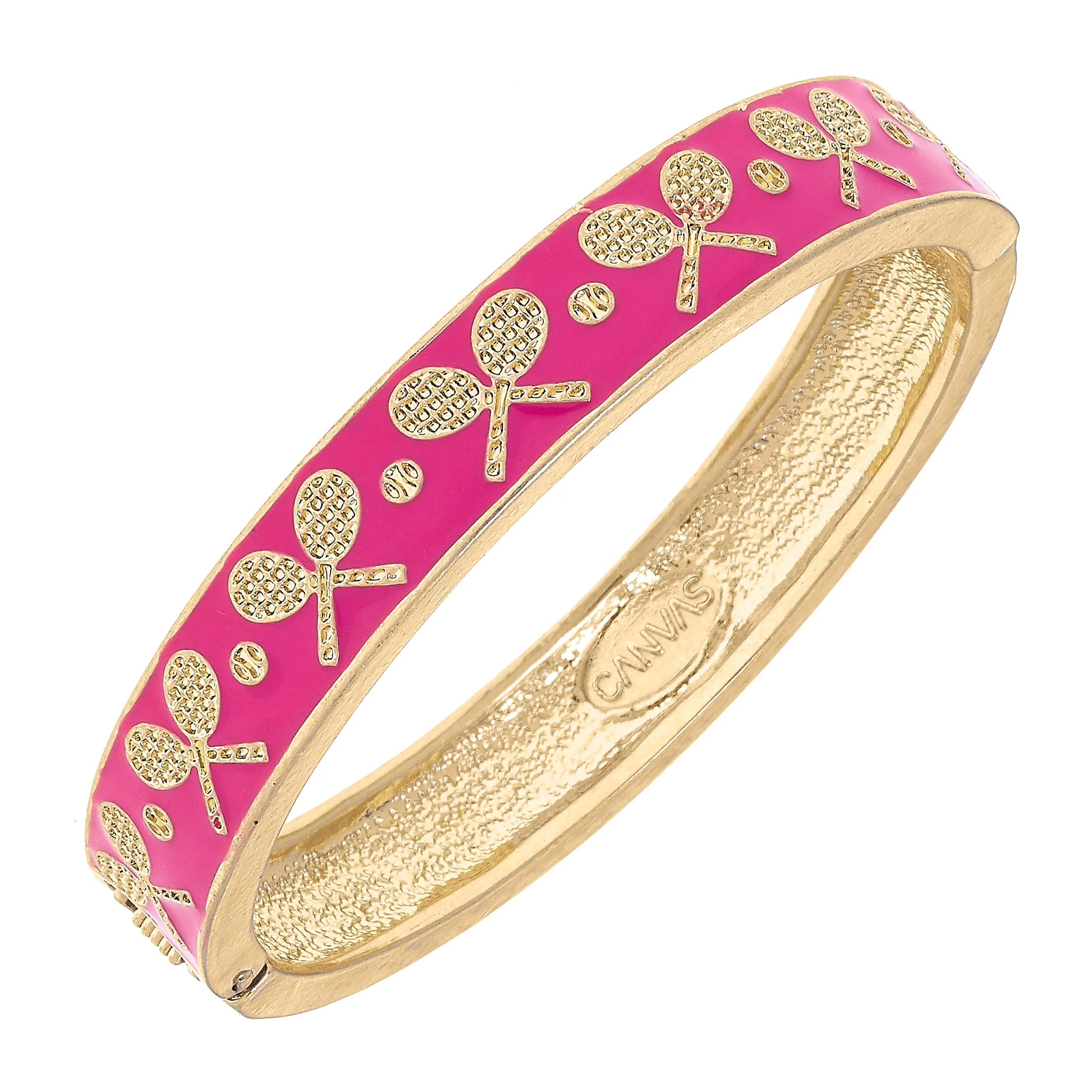 Gigi Tennis Racquet Enamel Hinge Bangle Bracelet