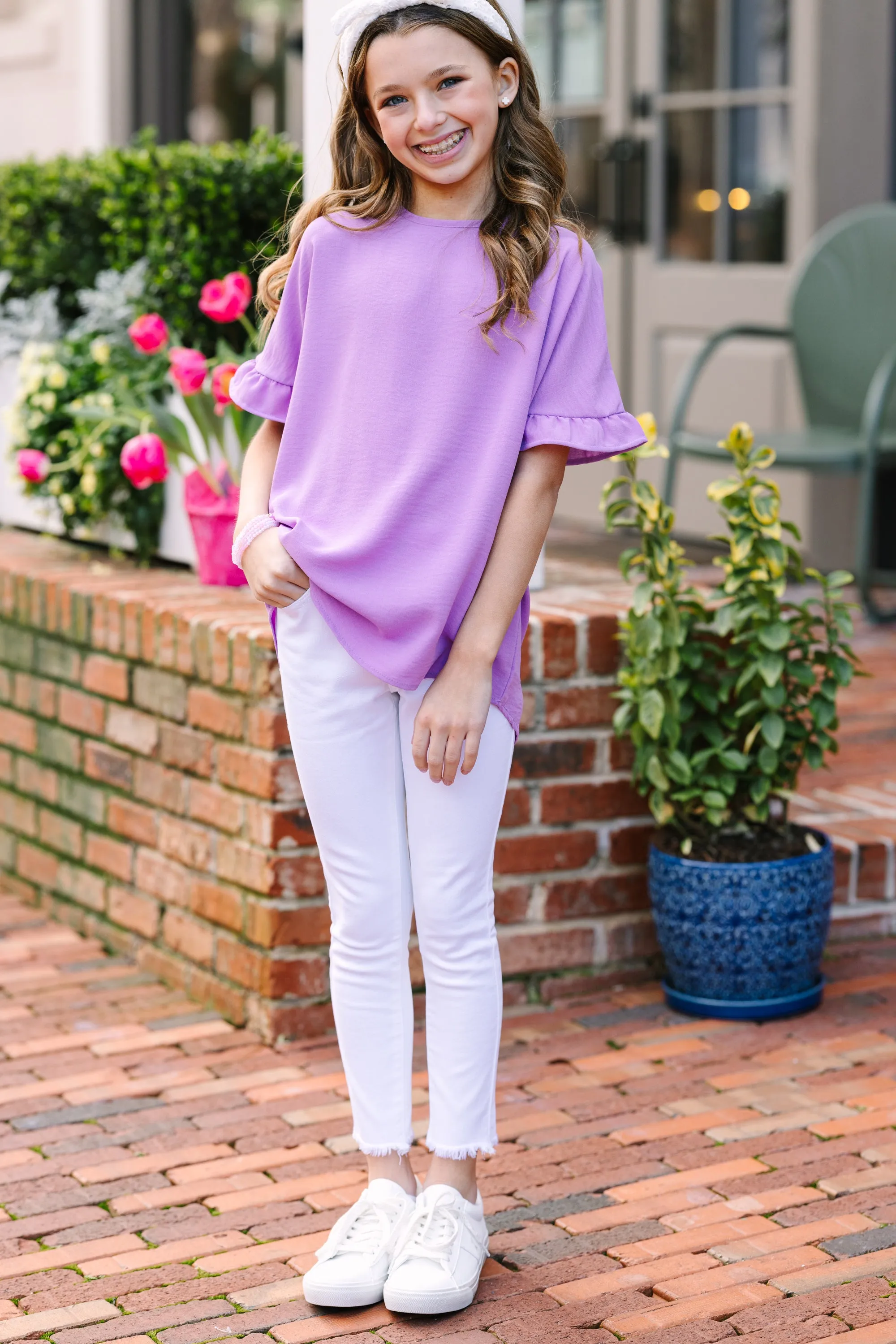 Girls: All I Ask Lavender Purple Ruffled Top