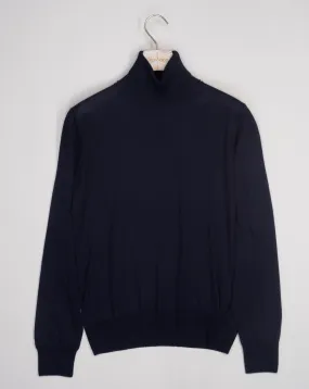 Gran Sasso Cashmere Silk Roll Neck / Navy