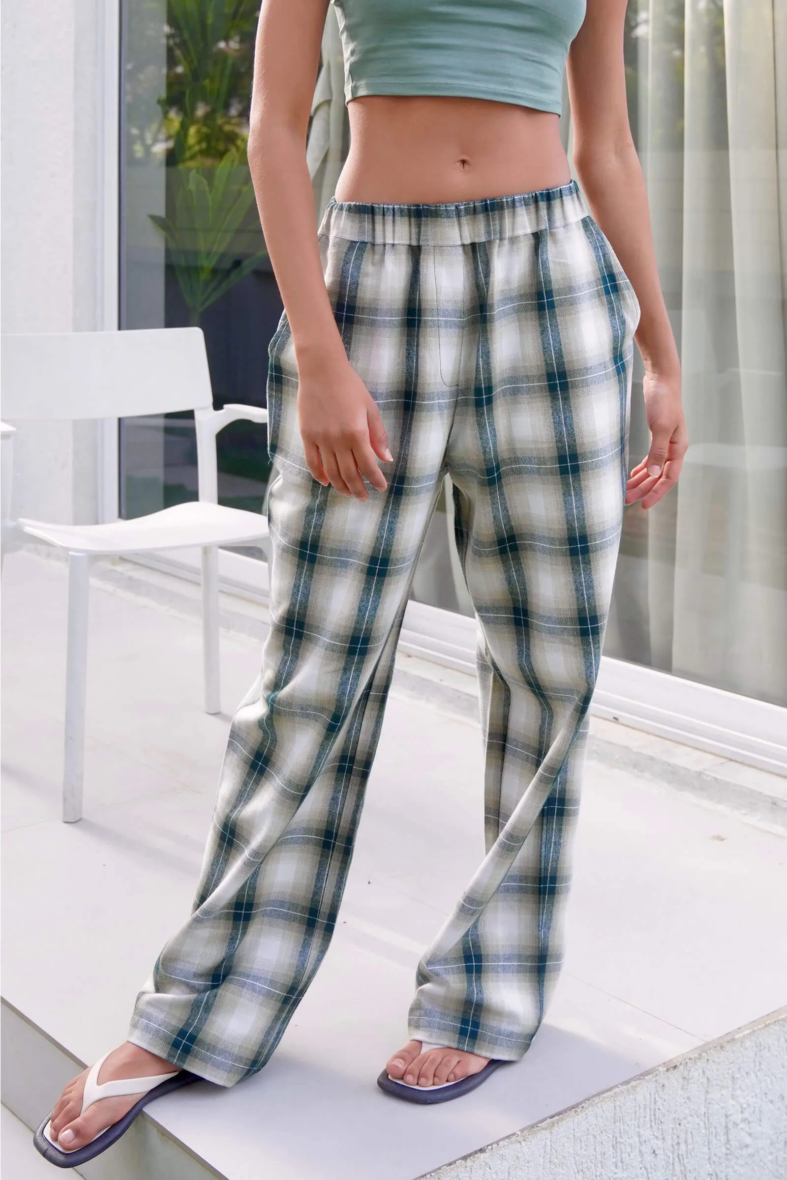 Green Plaid Flannel Pants