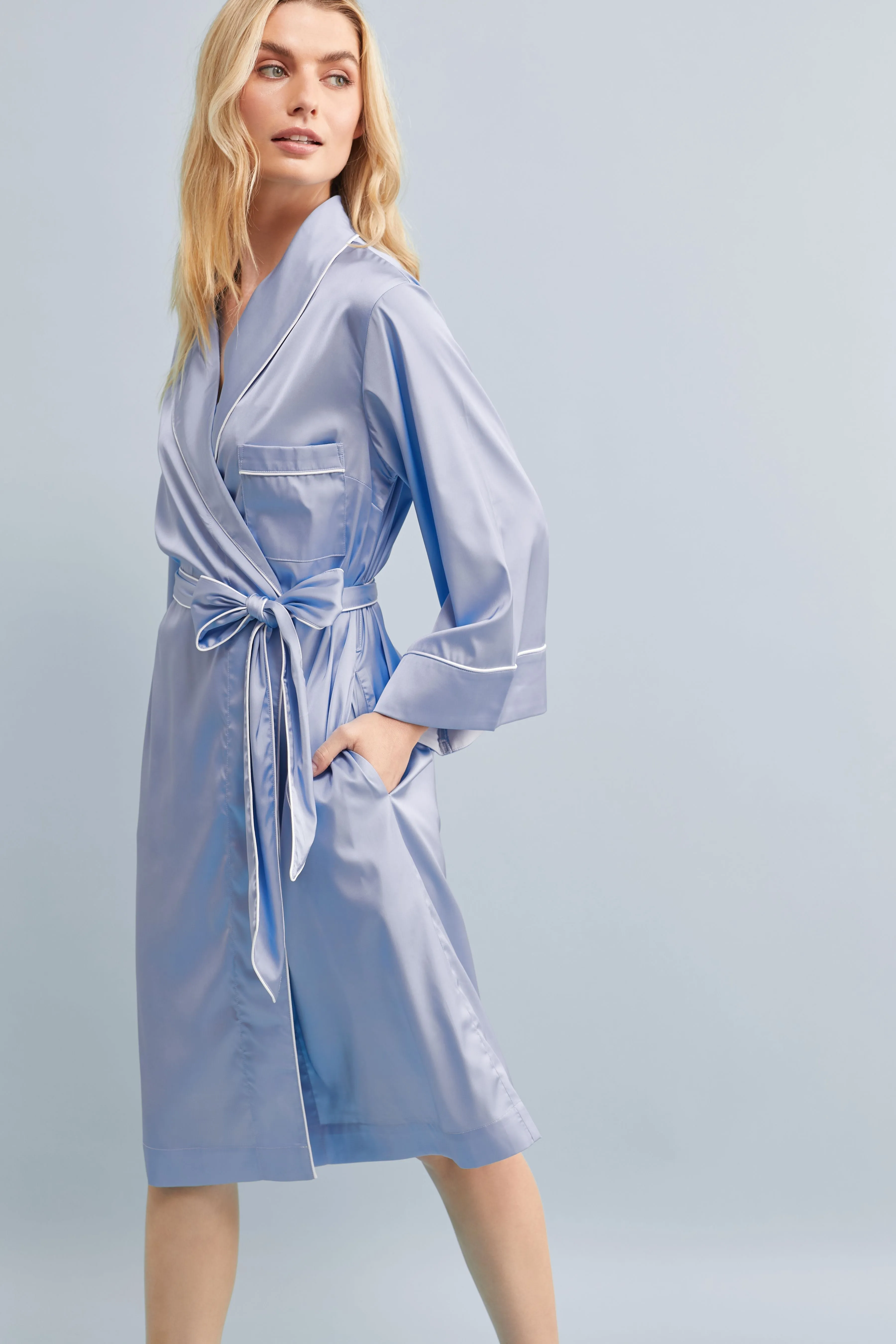 Halston x Homebodii Cleveland Robe - Eggshell Blue