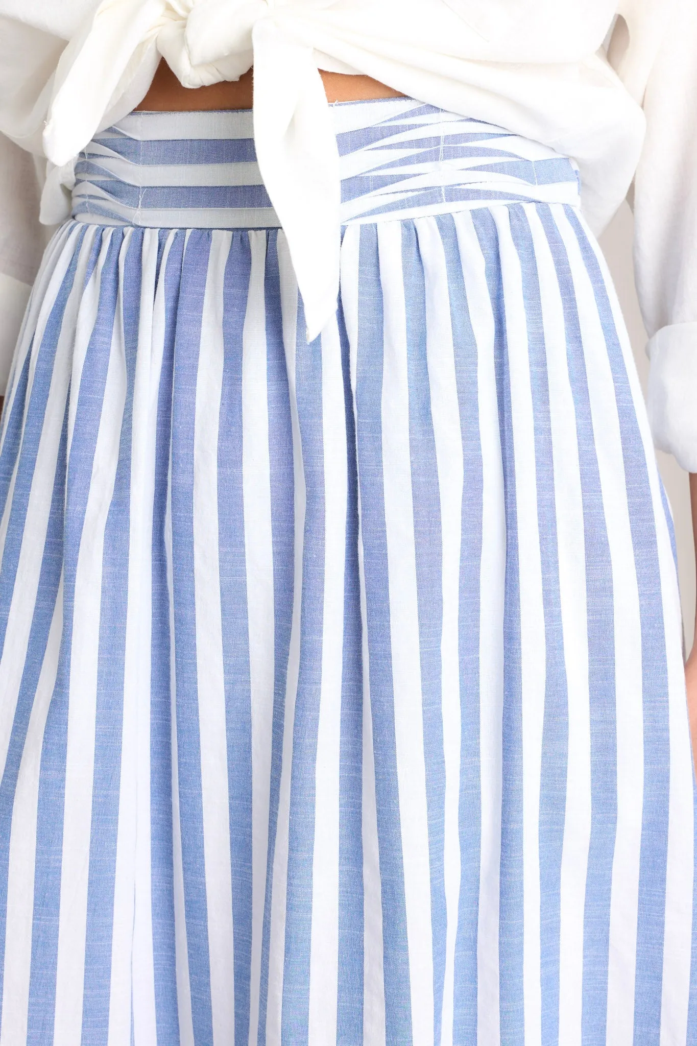 Hampton Serenade Striped Blue Midi Skirt